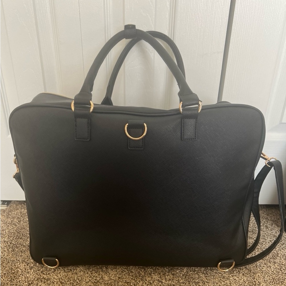 Taygeer 17” Black Laptop Work Bag, Quilted Leather, Waterproof - Picture 6 of 7